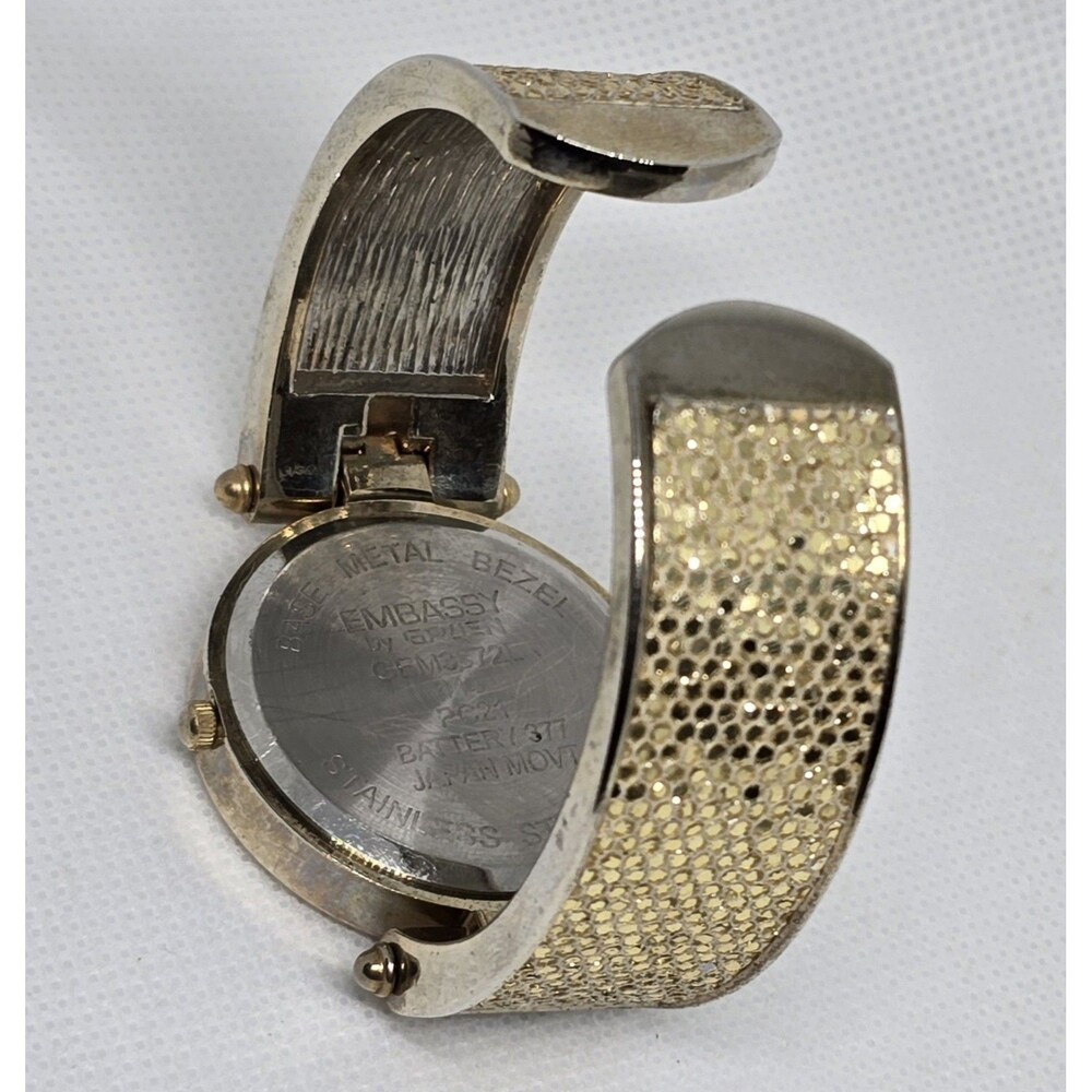 Women's Embassy by Gruen Elegant Gold Tone Dial Case Cuff Bracelet Watch 13 - Picture 7 of 8